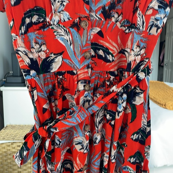 *nwot* LOFT midi tropical red dress | Size 2 - Picture 5 of 5